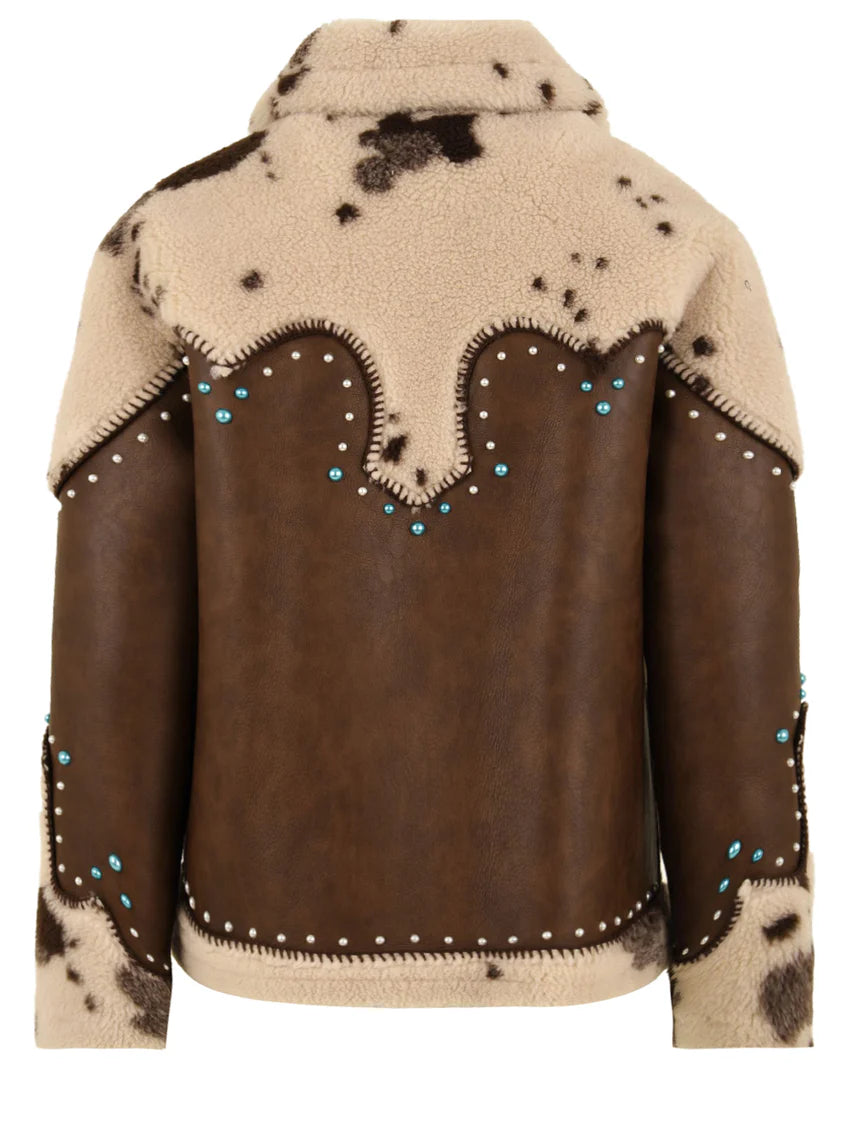 Giacca in eco montone con perline colorate GLOX