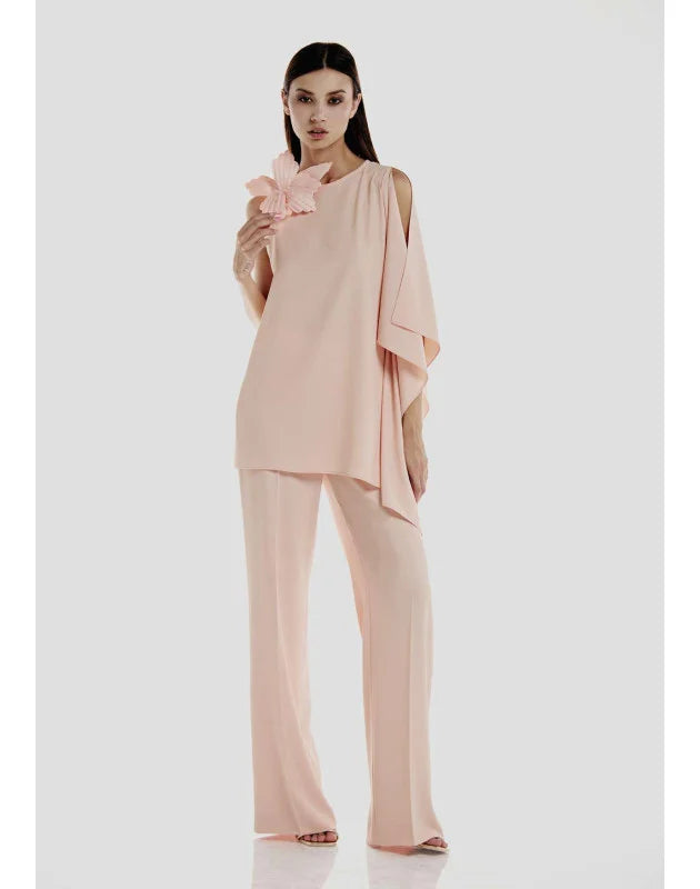 Completo Pantalone In Cady dettaglio fiore ATELIER LEGORA