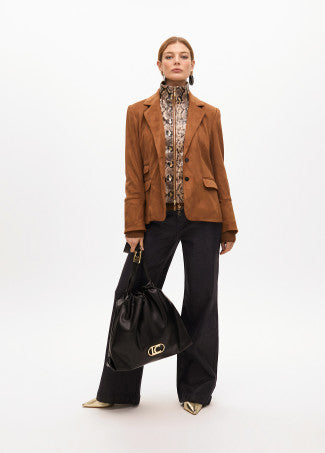 Nuova Collezione Blazer in finta pelle scamosciata con gilet effetto serpente LOLA CASADEMUNT