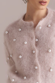 Cardigan in lana mohair con perle PHO