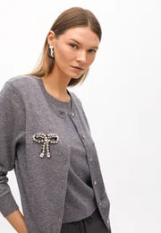 Cardigan effetto twin-set con fiocco gioiello LOLA CASADEMUNT