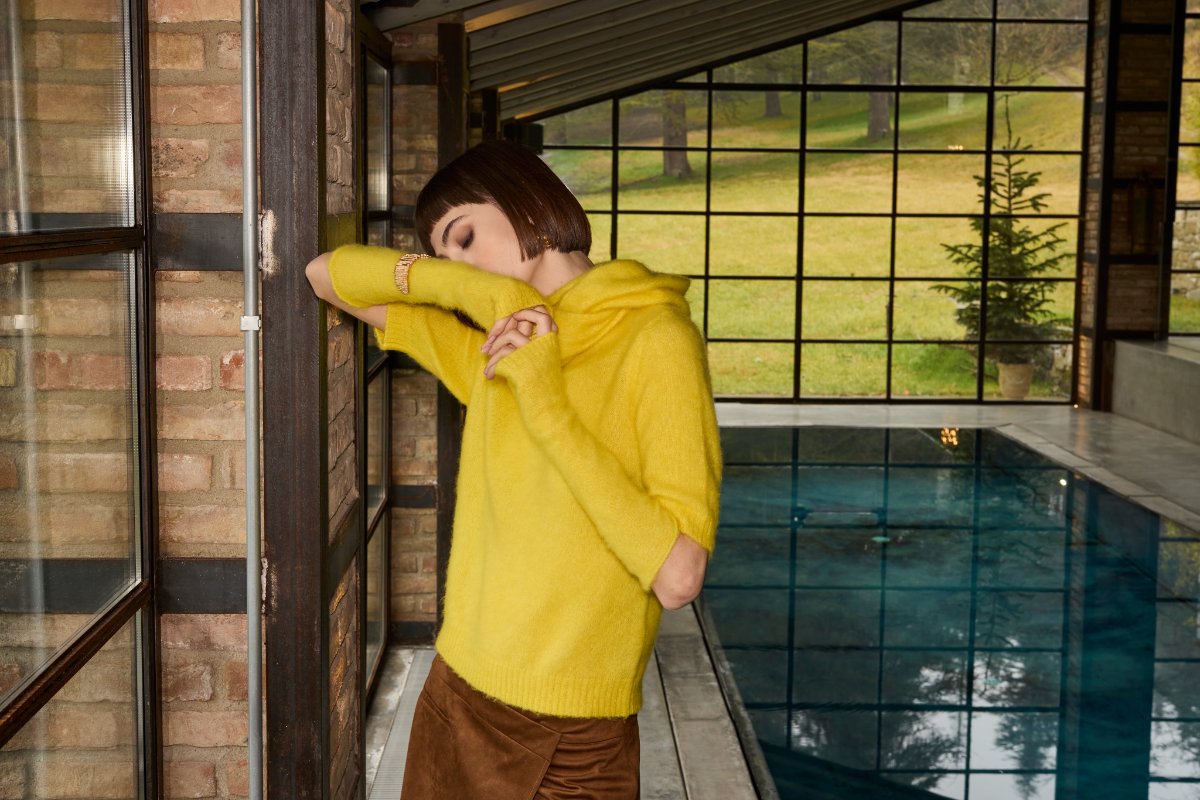 Maglia in misto alpaca con manicotti CALATURA