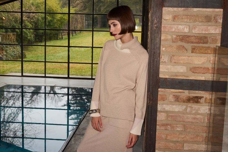 Maglia misto cashmere a collo alto CALATURA