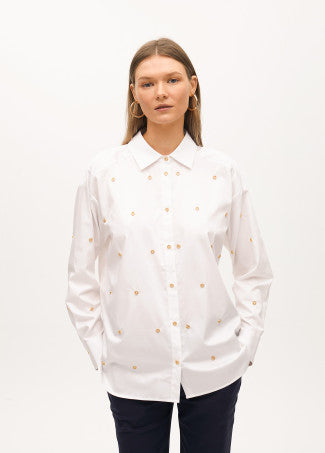 Nuova Collezione Camicia in Popeline con bottoni Gioiello LOLA CASADEMUNT