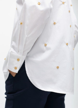 Nuova Collezione Camicia in Popeline con bottoni Gioiello LOLA CASADEMUNT
