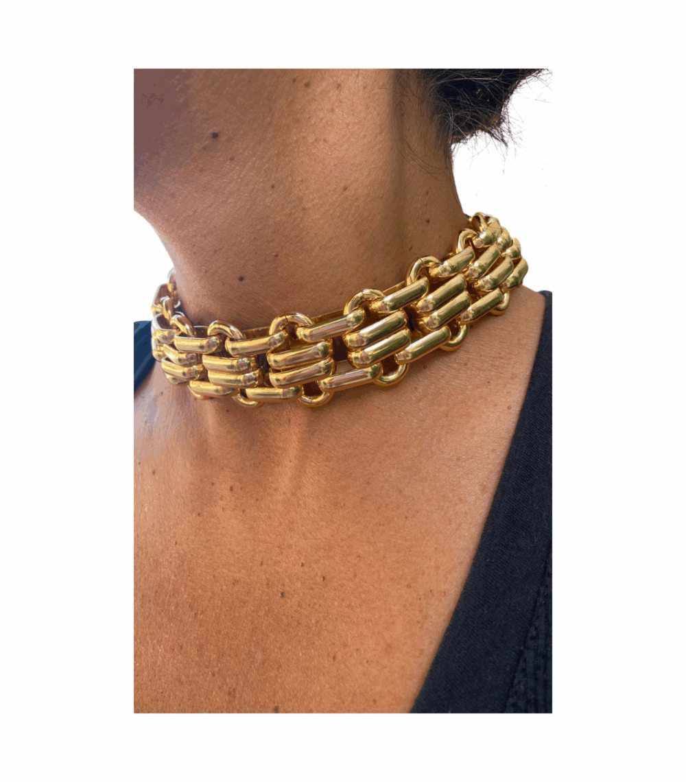 Collana Choker Caterina a catena in metallo oro ALEVA' BIJOUX