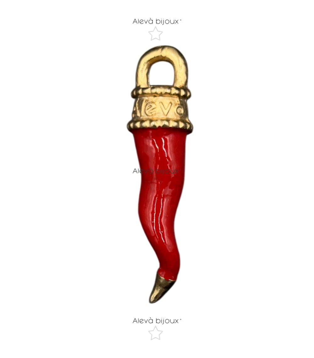Ciondolo corno smaltato rosso ALEVA' BIJOUX