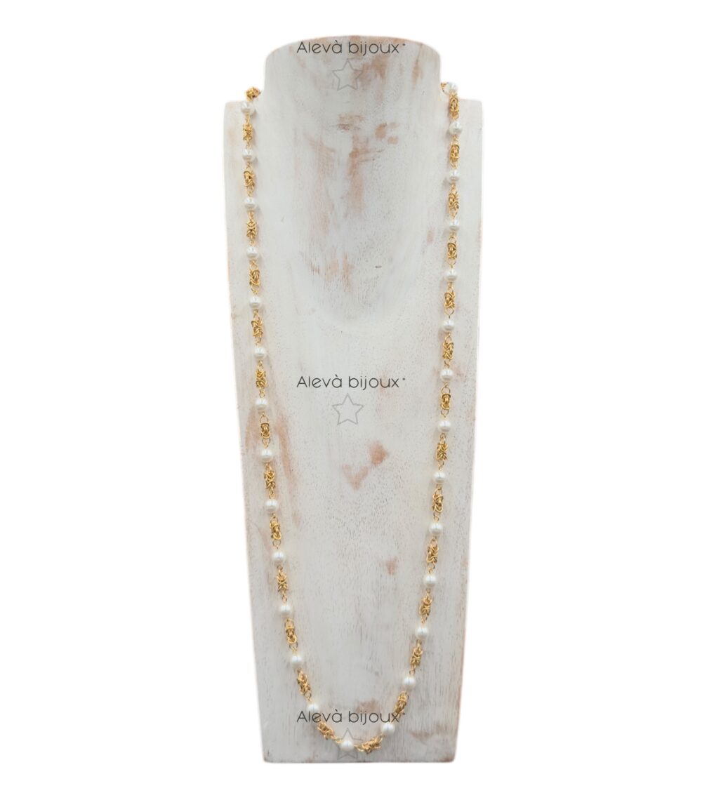 Collana Lunga Chanel in metallo Oro e perle ALEVA' BIJOUX