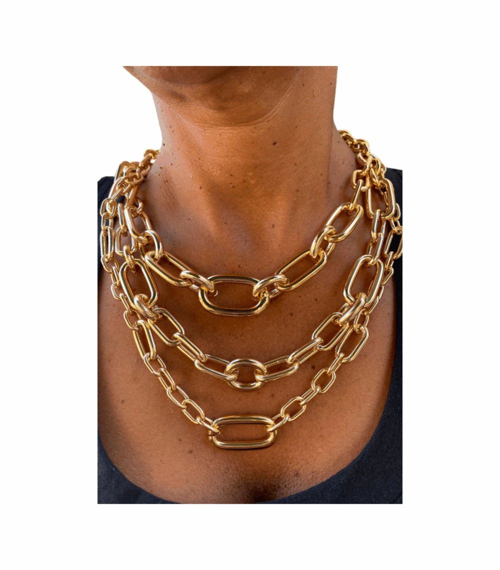 Collana Multistrato Parigi in metallo Oro  ALEVA' BIJOUX