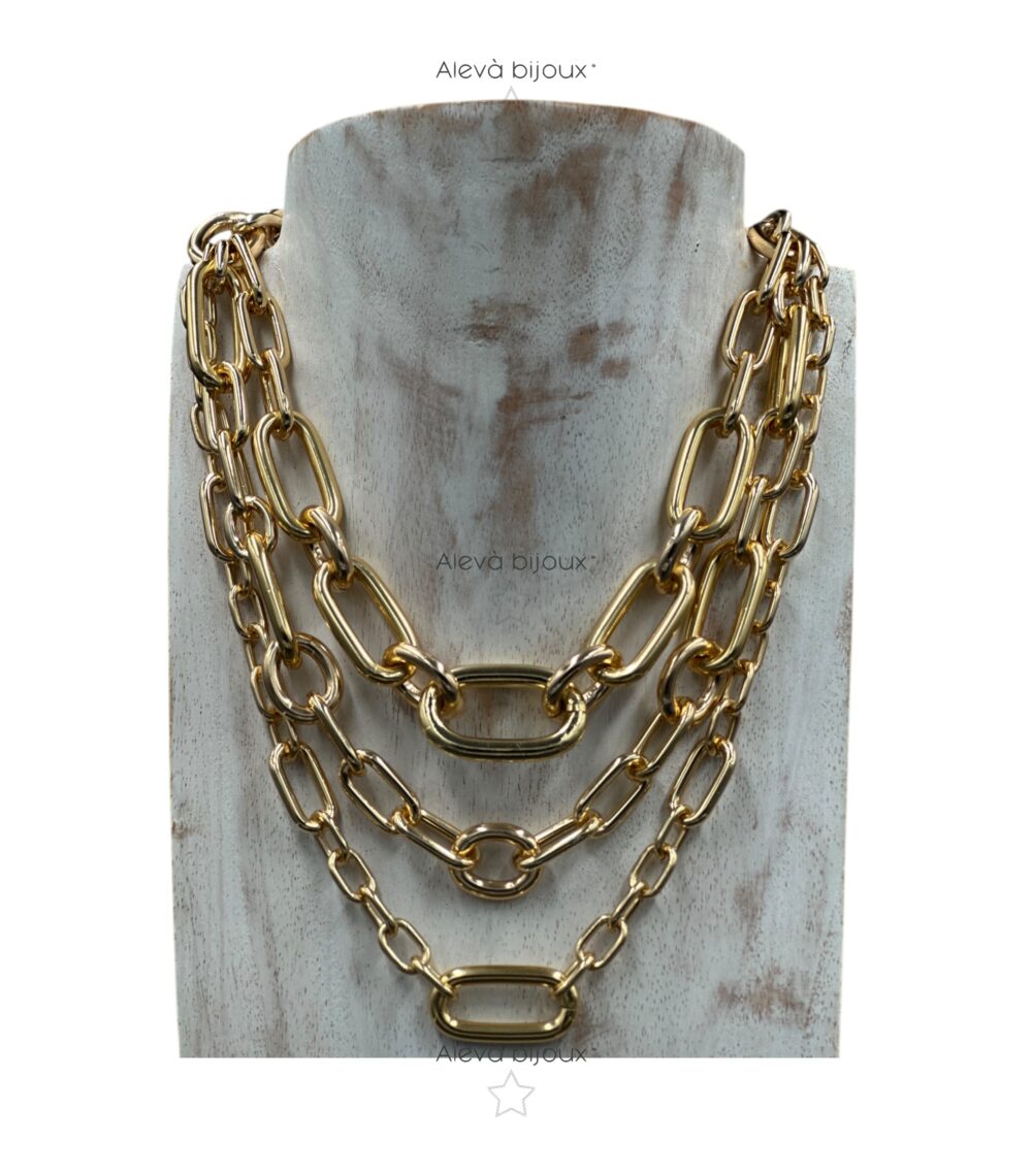 Collana Multistrato Parigi in metallo Oro  ALEVA' BIJOUX