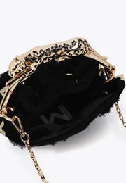 Borsa in Tessuto Rosette con Manico Leopardo in Metallo LOLA CASADEMUNT