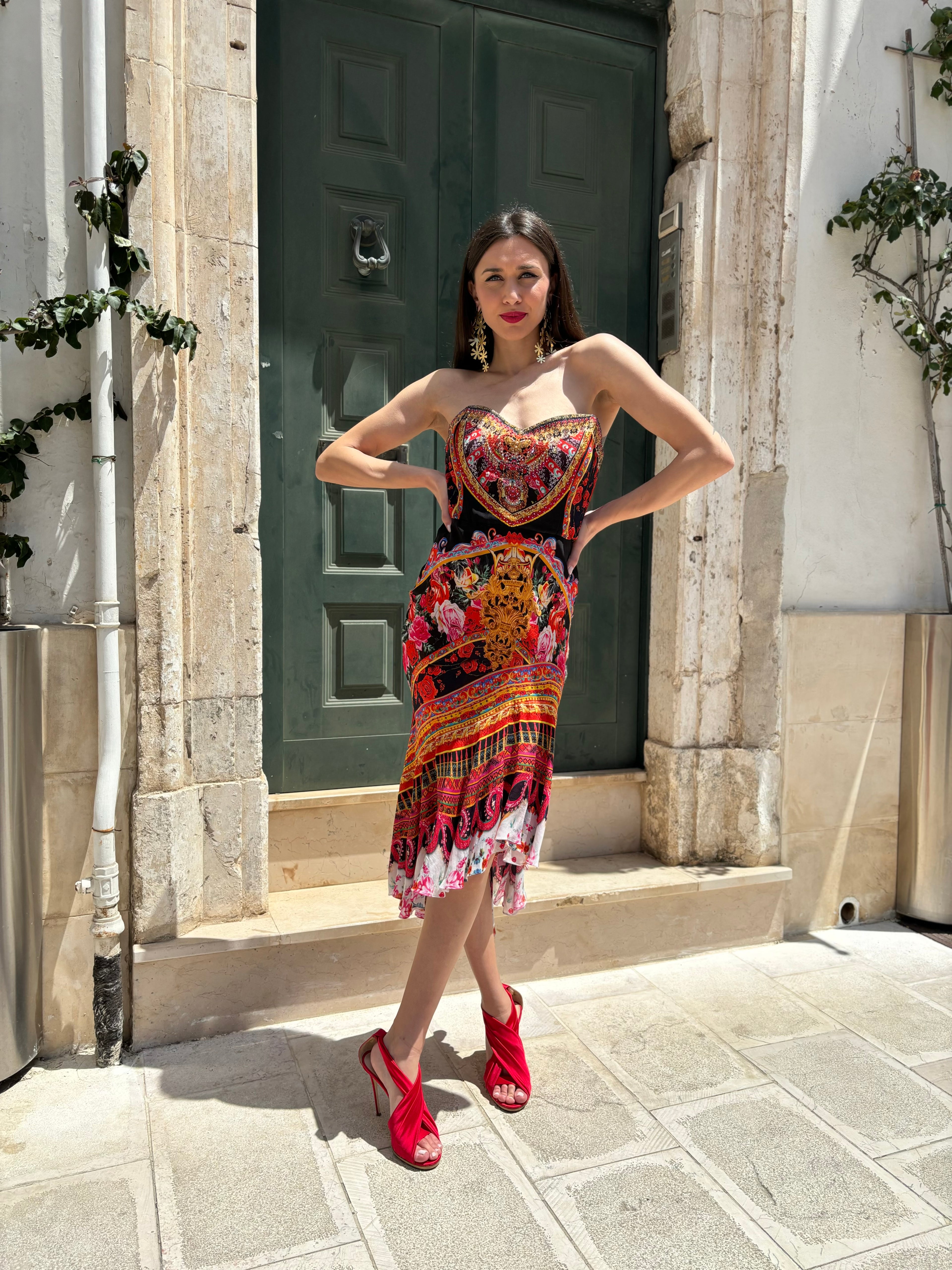 Abito senza spallini in seta stampata CZARINA KAFTANS