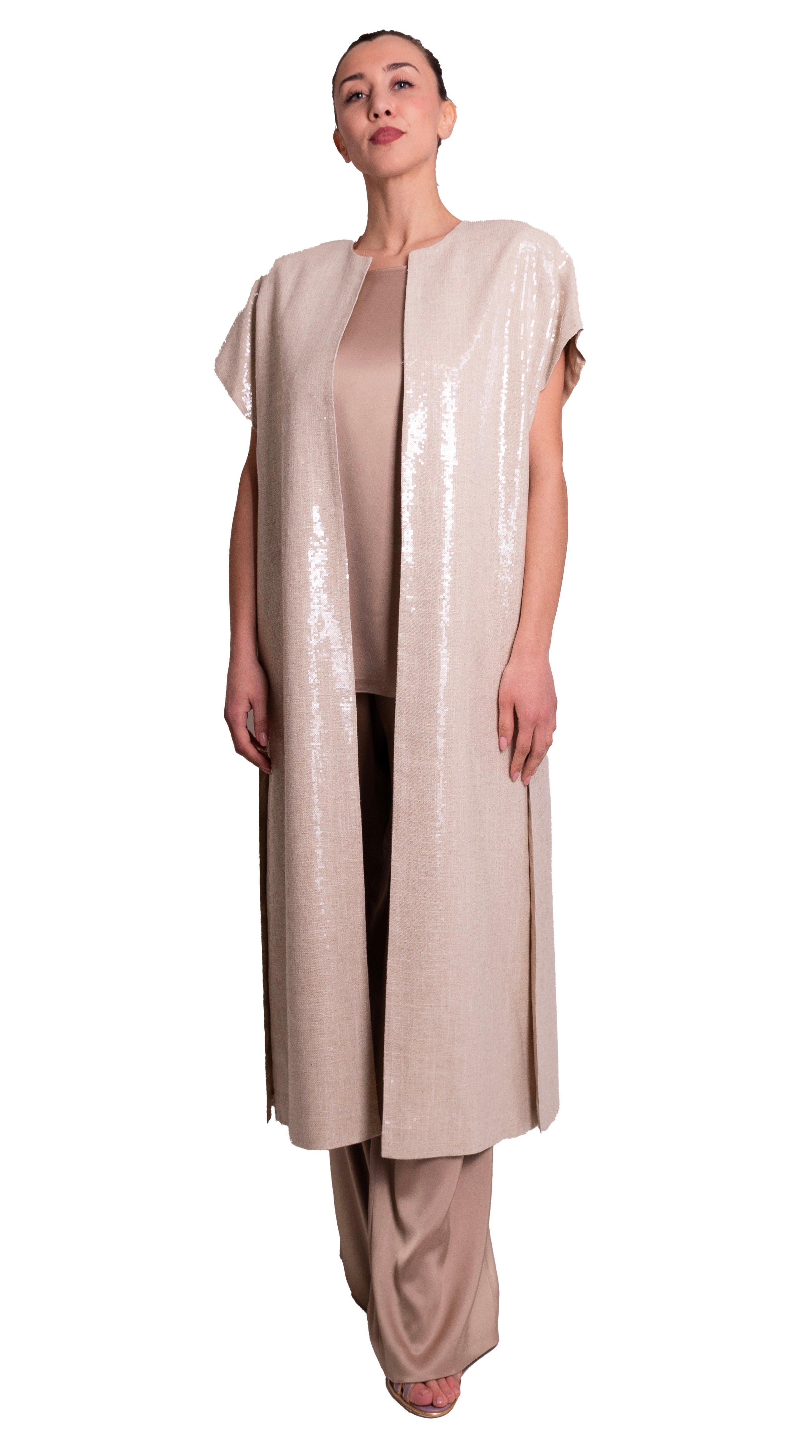 Gilet Di Lino Con Micro Paillettes FELY CAMPO