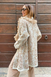 Cardigan lungo in maglia jacquard PHO