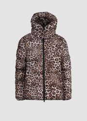 Piumino con cappuccio in stampa leopardata NO.1 COMO