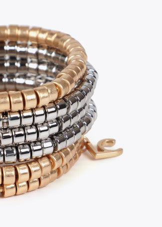 Set Braccialetti Elasticizzati Effetto Metallico Bicolore LOLA CASADEMUNT