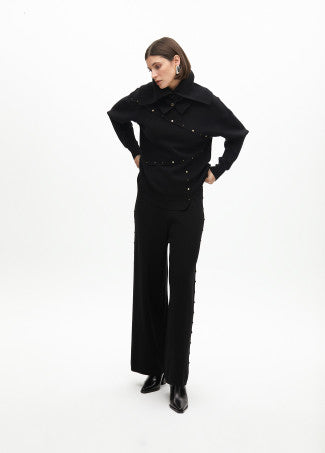 Nuova Collezione Pantaloni larghi di maglia con borchie LOLA CASADEMUNT