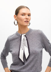 Maglia misto lana con sciarpetta logata LOLA CASADEMUNT