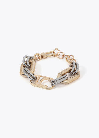 Bracciale a maglie bicolore con logo ovale LOLA CASADEMUNT