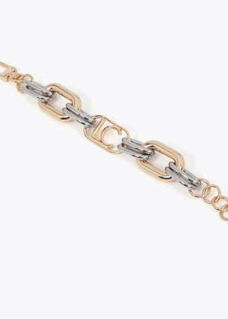 Bracciale a maglie bicolore con logo ovale LOLA CASADEMUNT