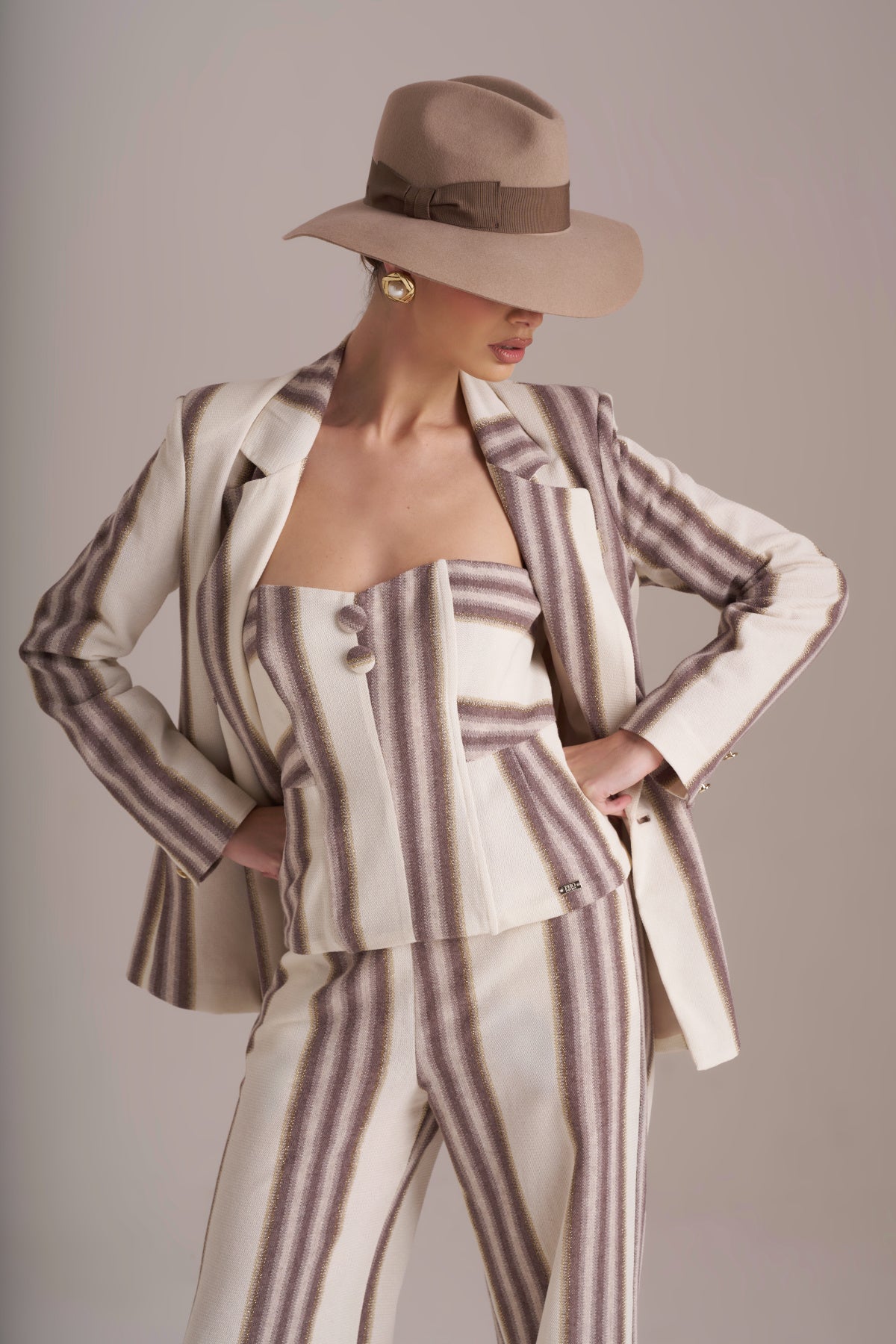 Giacca doppiopetto in tessuto rachel con lurex PHO