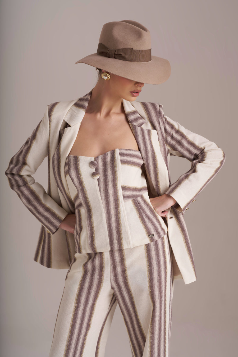 Giacca doppiopetto in tessuto rachel con lurex PHO