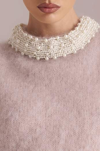 Maglia in lana mohair con perle PHO