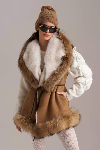 Gilet in eco montone con inserto in ecopelliccia PHO