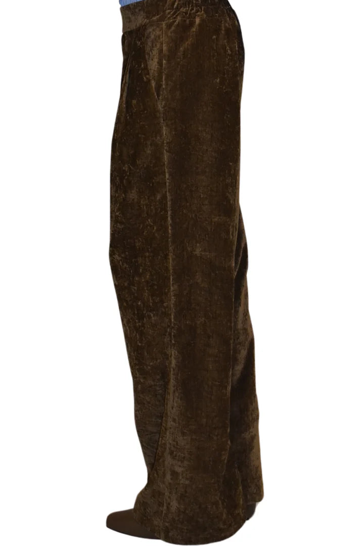 Pantaloni larghi con pinces in velluto ANITIE'
