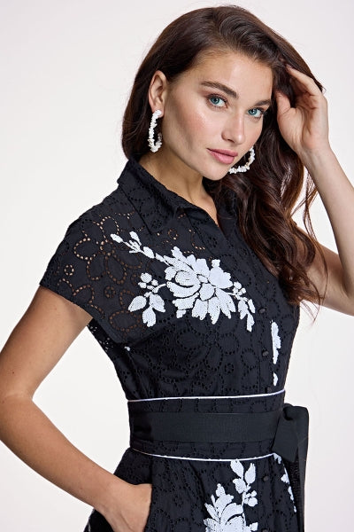 Abito chemisier in cotone ricamato ALBA CONDE