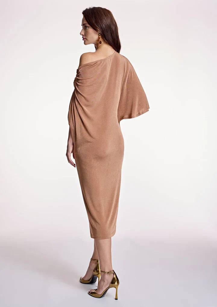 Abito in maglia satinata con scollo asimmetrico ALBA CONDE