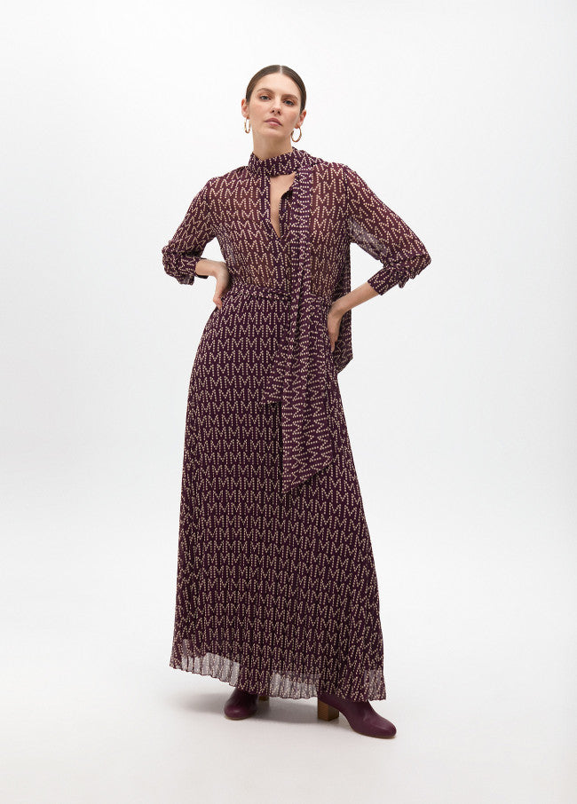 Abito Lungo Plissettato con Logo LOLA CASADEMUNT