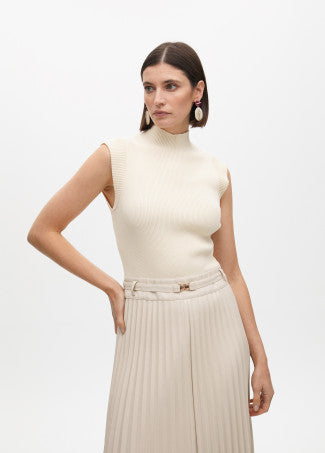 Abito midi effetto pelle con gonna plissè LOLA CASADEMUNT